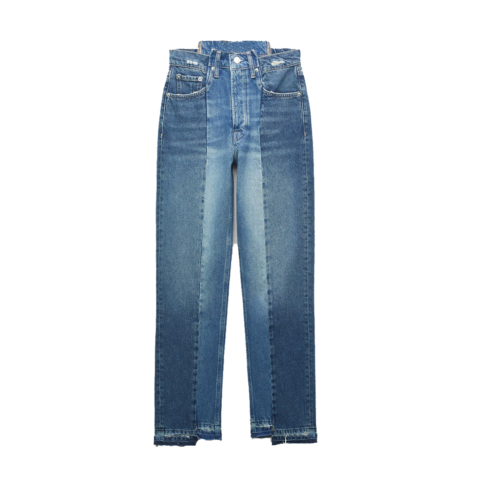 Ladys contrast Straight Jeans