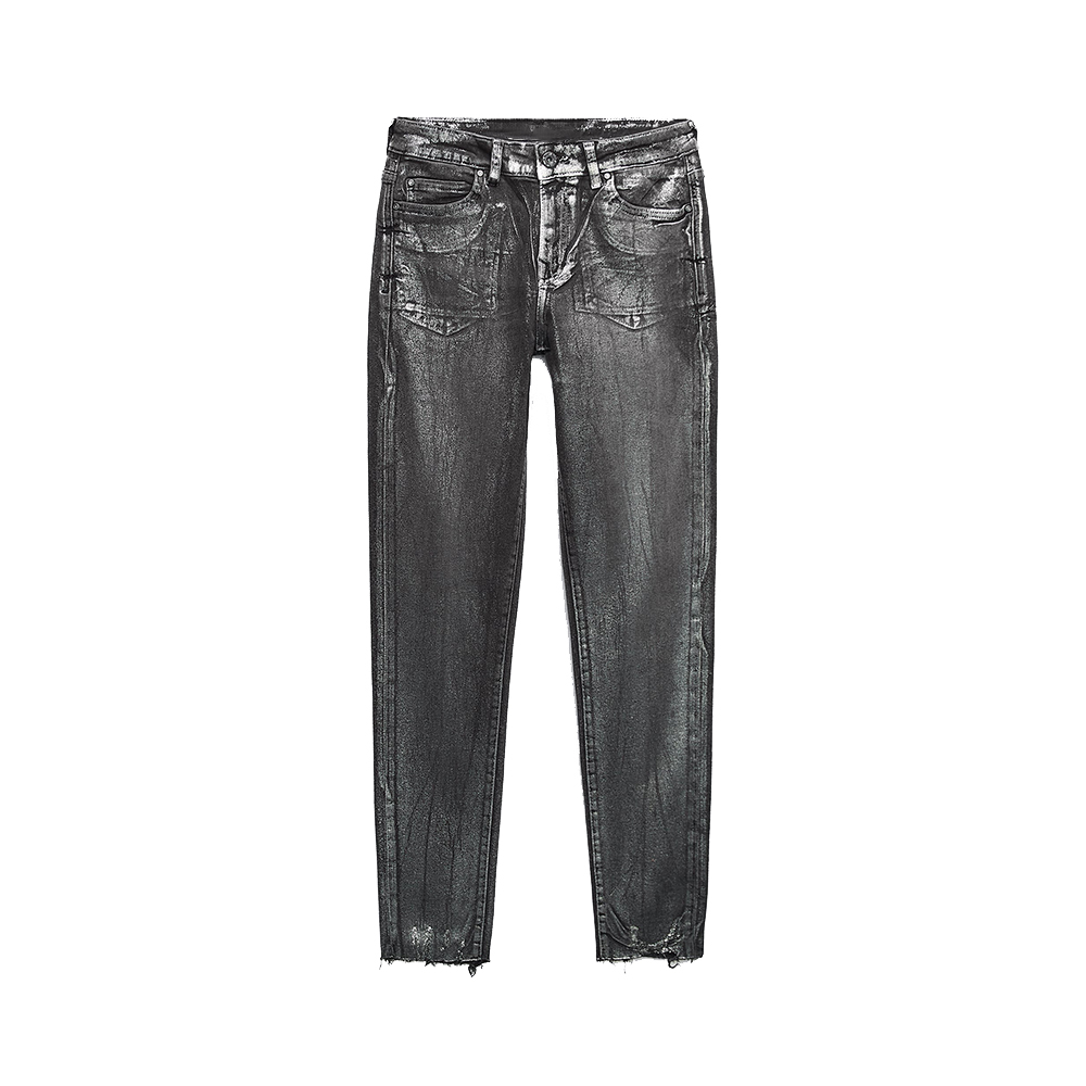 Silver Paint Coating Jeans