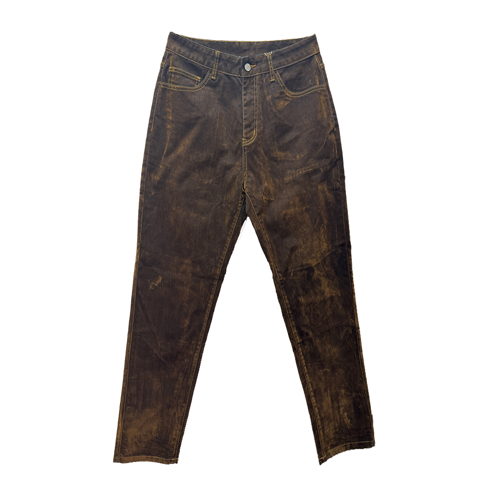 Brown Flocking Denim Jeans