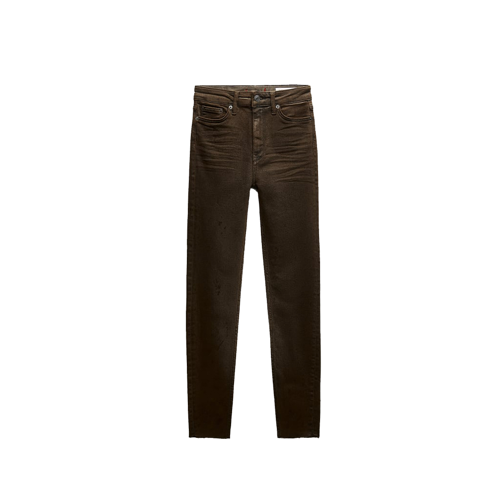 Brown coating skinny jeans