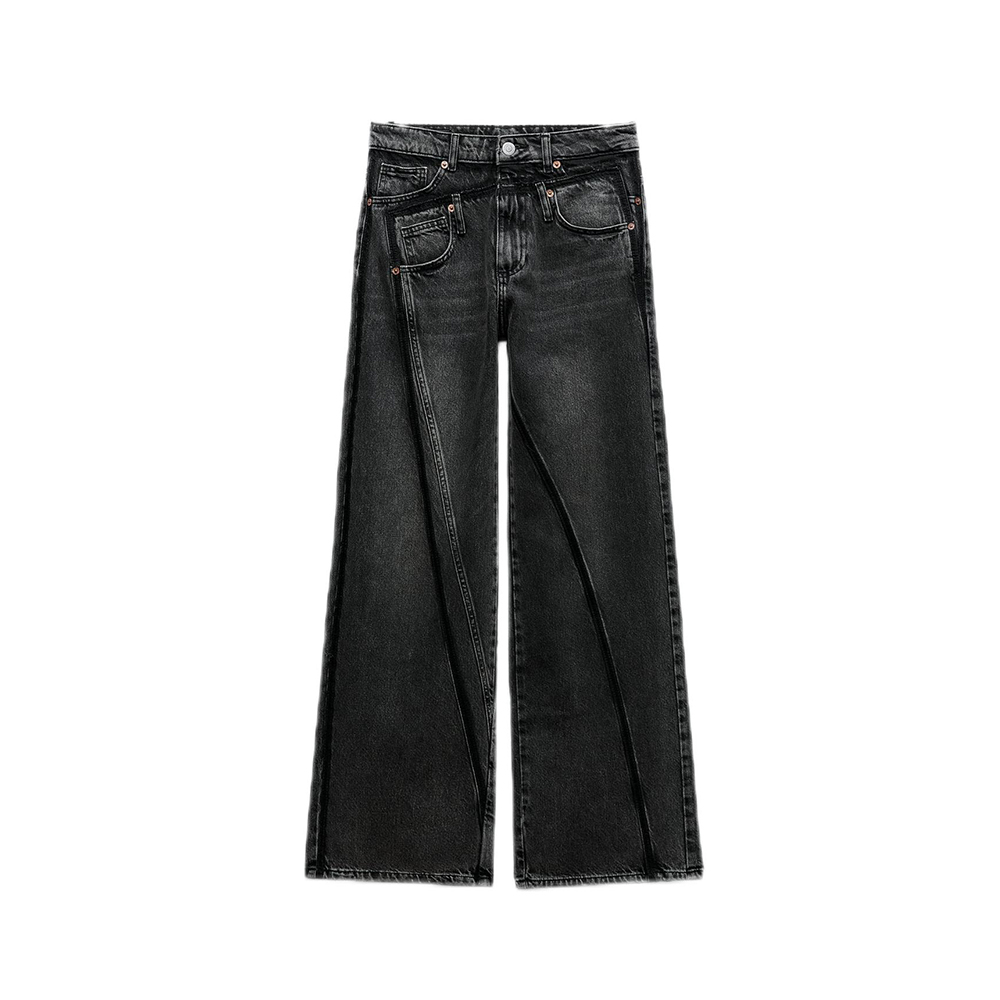 Double waist design wideleg Jeans