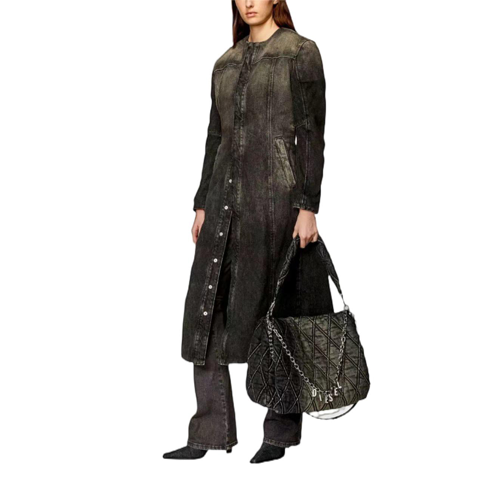 Black Long Denim Coat