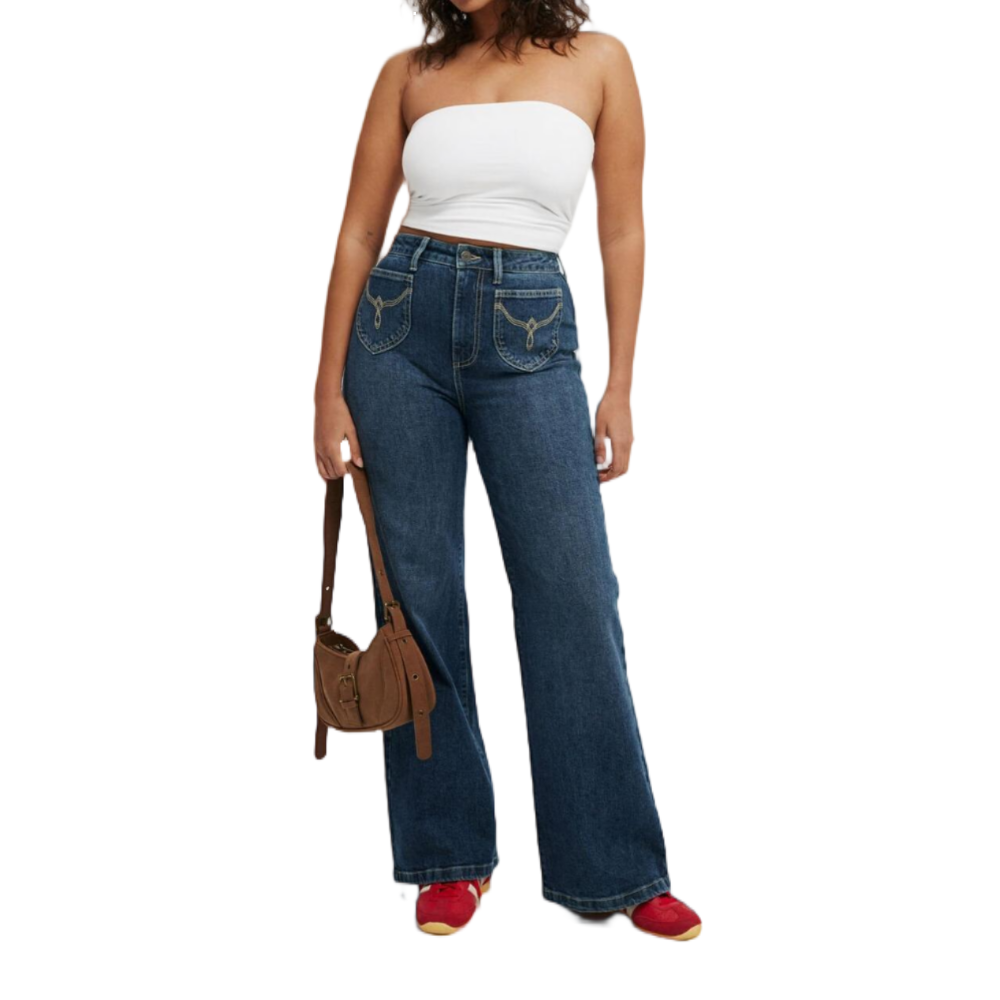 Dark Blue Stretch Wide Jean