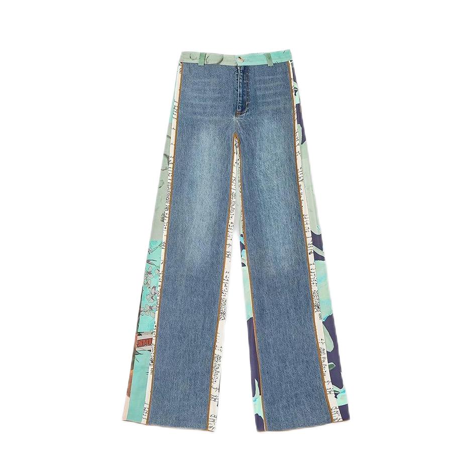 Chiffon patchwork denim skirt