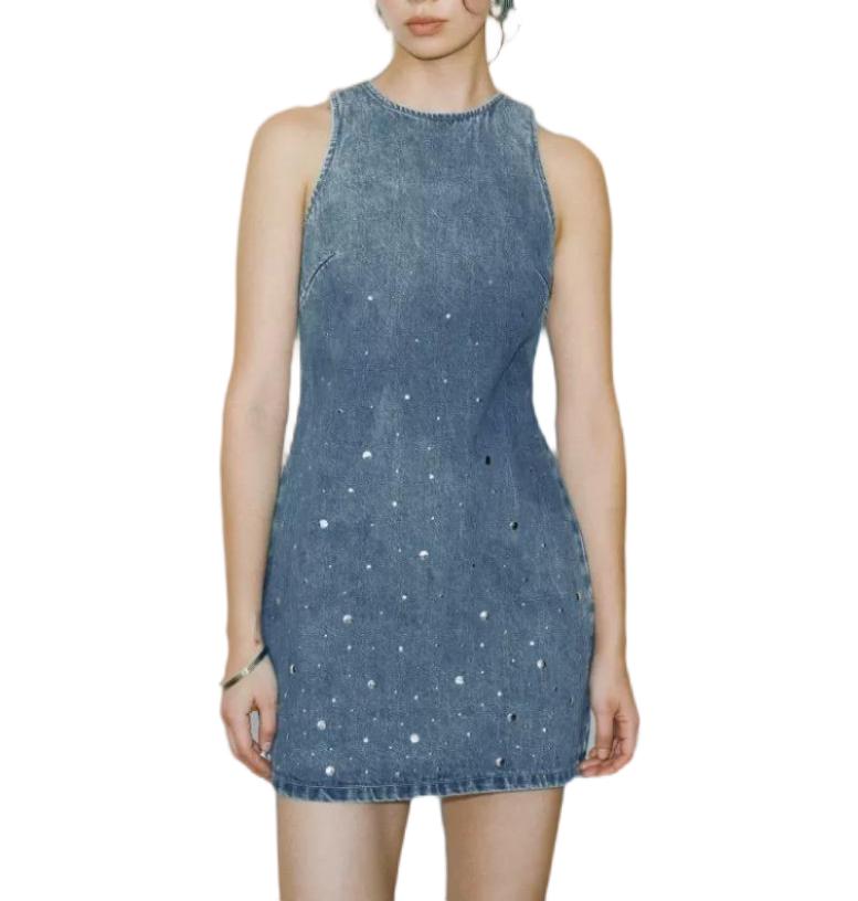 Beading Denim Dress