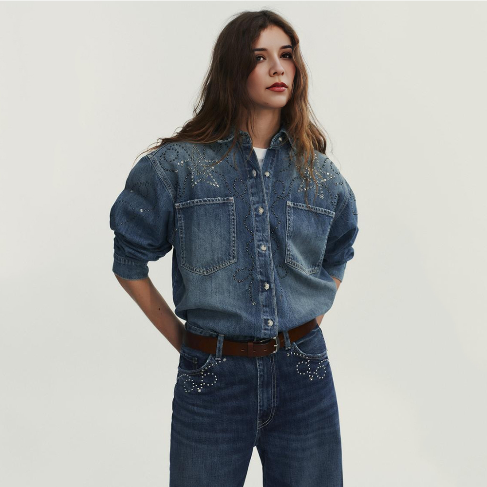 STUDDED DENIM SHIRT